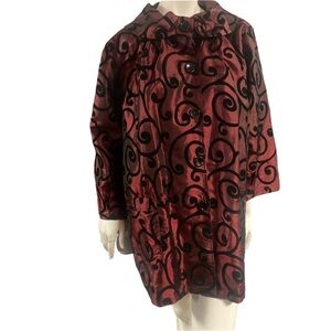 Caribe Red and Black Swirl Top/ Coat